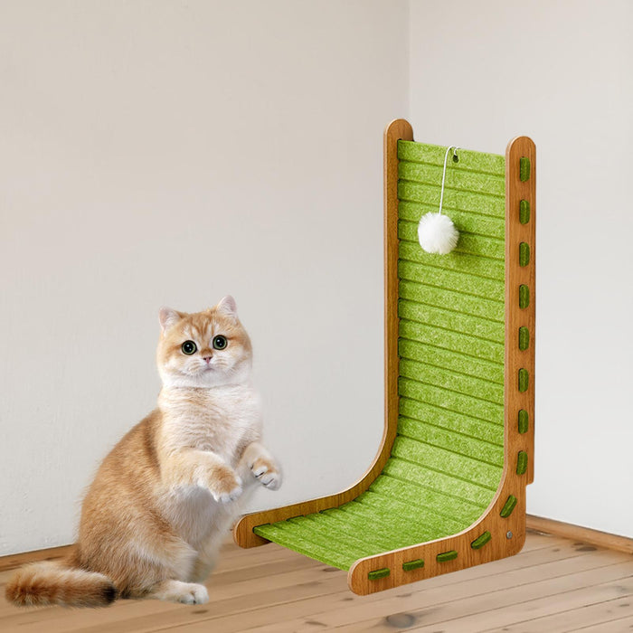 Crofta Cat Scratch Post Lounge Bed L Scratcher Felt Gifts Wood Cardboard Pad green