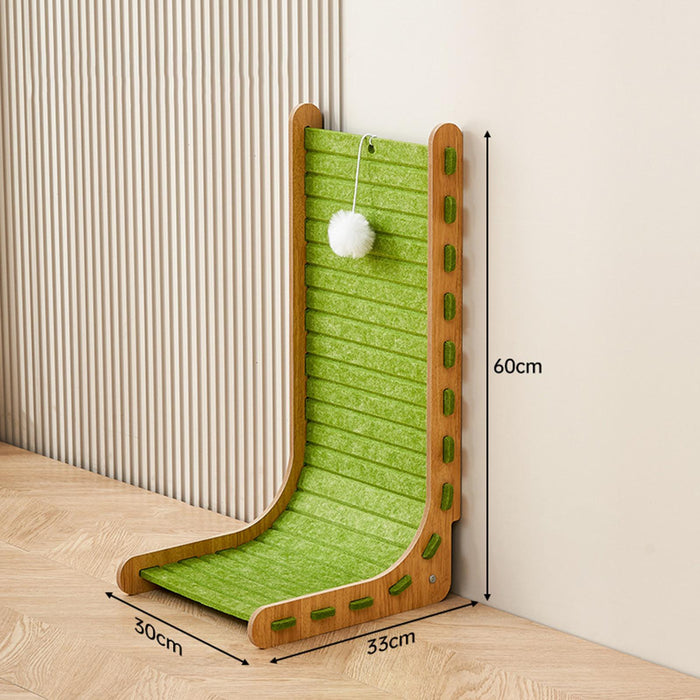 Crofta Cat Scratch Post Lounge Bed L Scratcher Felt Gifts Wood Cardboard Pad green