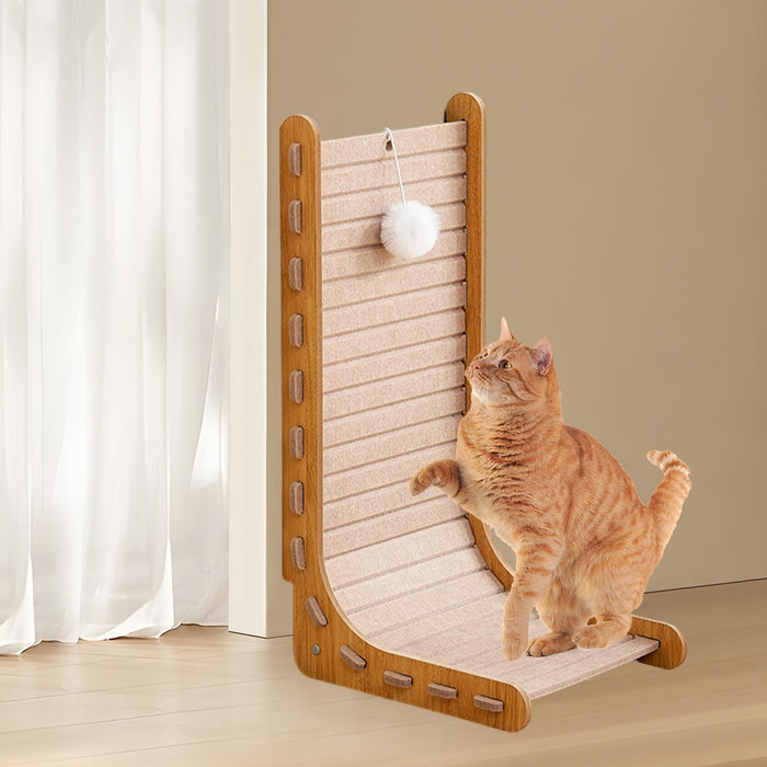 Crofta Cat Scratch Post Lounge Bed L Scratcher Felt Gifts Wood Cardboard Pad beige