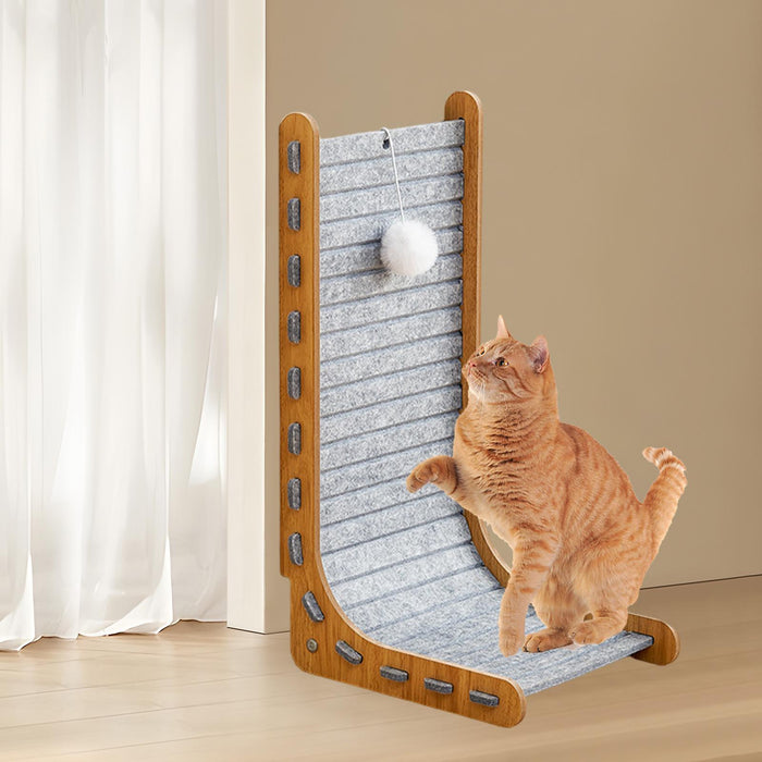 Crofta Cat Scratch Post Lounge Bed L Scratcher Felt Gifts Wood Cardboard Pad grey