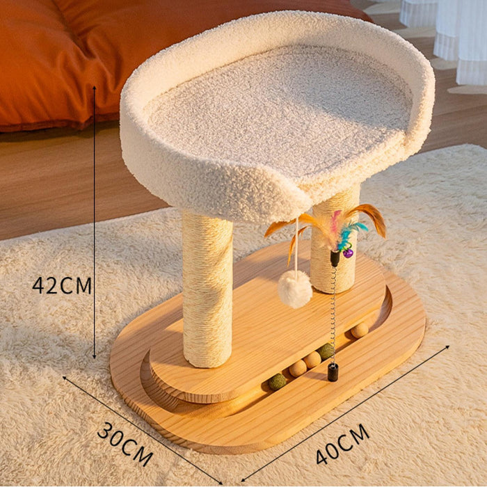 Crofta Cat Tree Toy Double Layers Double Turntable for Indoor Cats Modern Cat House