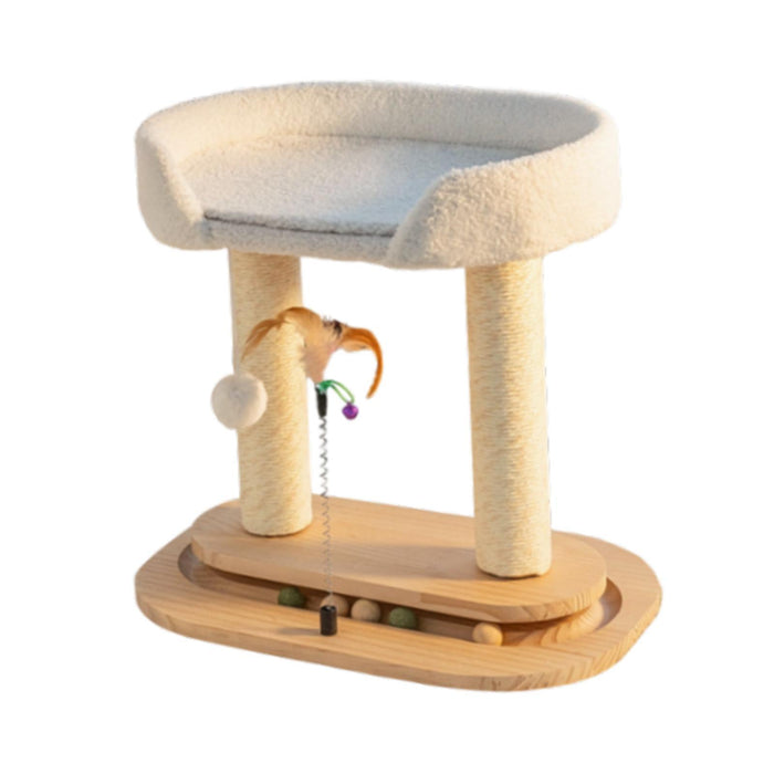 Crofta Cat Tree Toy Double Layers Double Turntable for Indoor Cats Modern Cat House