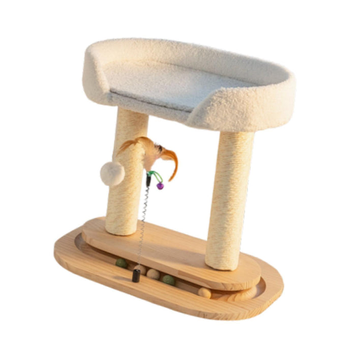 Crofta Cat Tree Toy Double Layers Double Turntable for Indoor Cats Modern Cat House