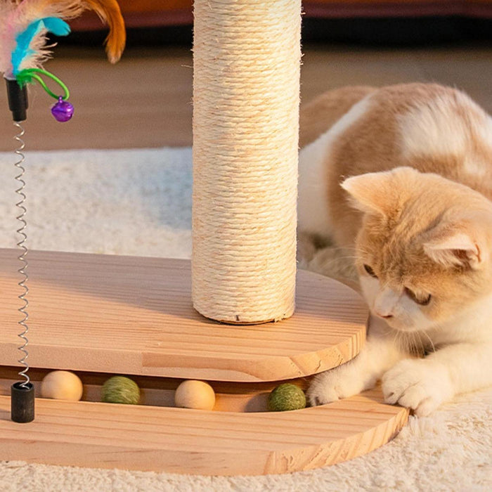 Crofta Cat Tree Toy Double Layers Double Turntable for Indoor Cats Modern Cat House