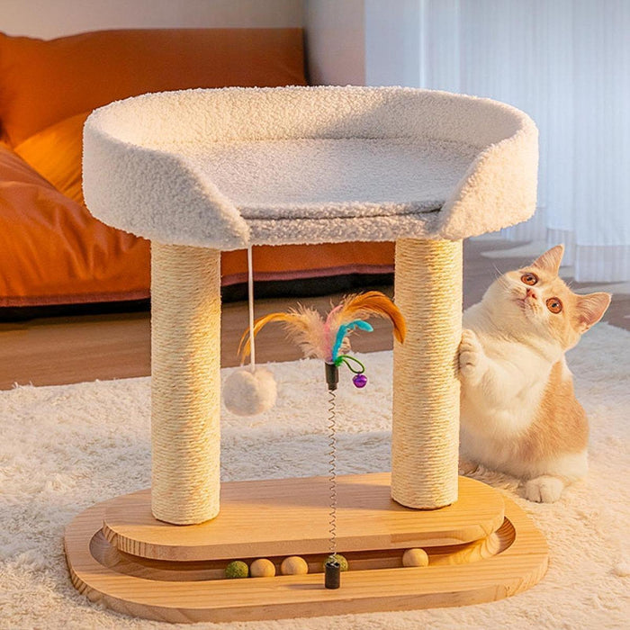 Crofta Cat Tree Toy Double Layers Double Turntable for Indoor Cats Modern Cat House