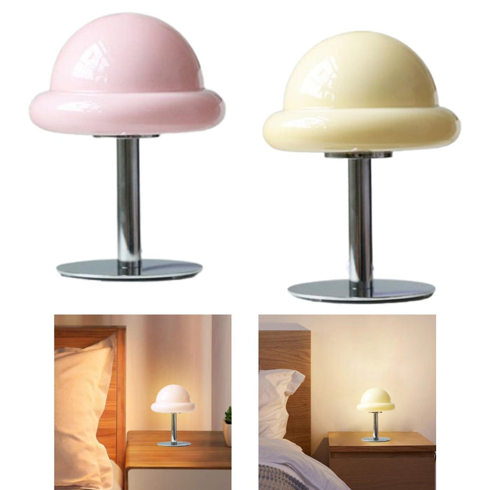 Crofta Mushroom Table Lamp Ambient Table Lights Retro for Bedside Desklight Dresser pink