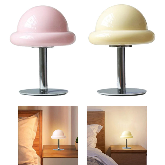 Crofta Mushroom Table Lamp Ambient Table Lights Retro for Bedside Desklight Dresser pink