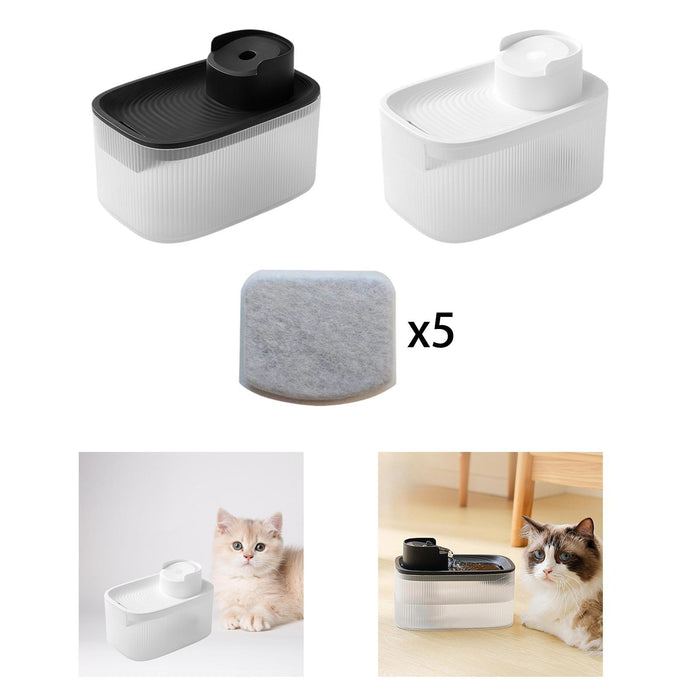 Crofta Cat Water Fountain Low Noise for Cats Water Bowl for Small Dogs Kitten Puppy Black