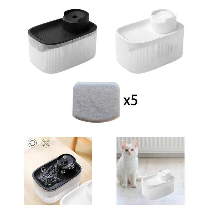 Crofta Cat Water Fountain Low Noise for Cats Water Bowl for Small Dogs Kitten Puppy Black