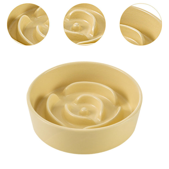 Crofta Slow Feeder Dog Bowl Pet Cat Dog Bowl for Dogs Pets Accessories Kitty yellow