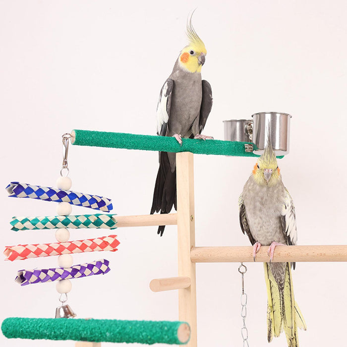 Crofta Wooden Bird Playground Parrots Chewing Toys for Cockatoos Conures Cockatiels