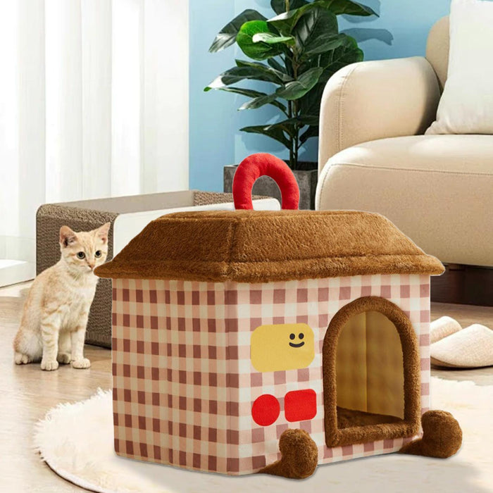 Crofta Winter Dogs House Washable Soft Semi Closed Dog Cat Nest for Kitten Dog Puppy L