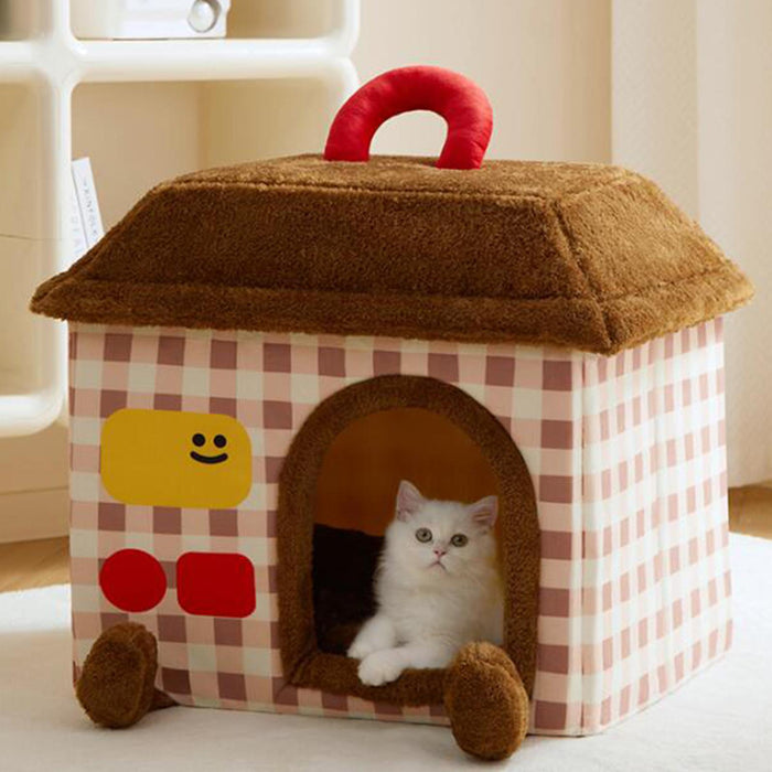 Crofta Winter Dogs House Washable Soft Semi Closed Dog Cat Nest for Kitten Dog Puppy L