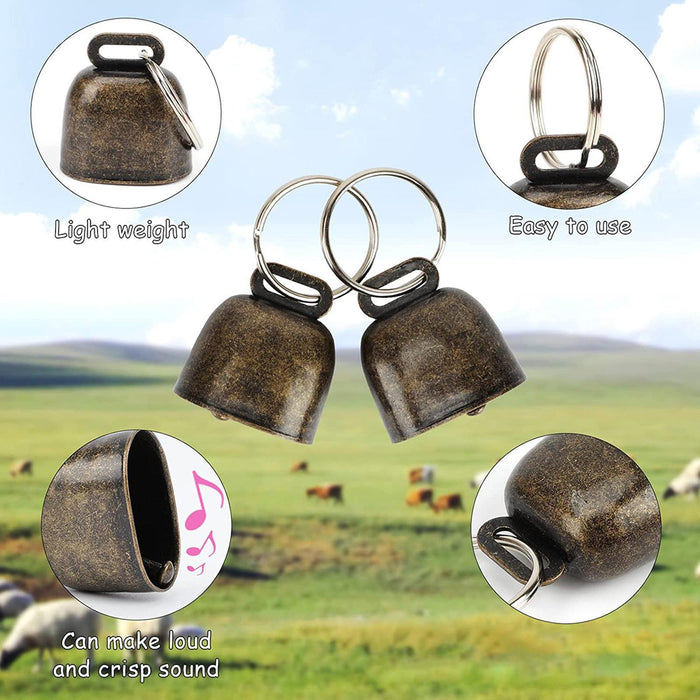 Crofta 5 Pieces Goats Collar Set Anti Slip Cow Adjustable Grazing Copper Bell Collar