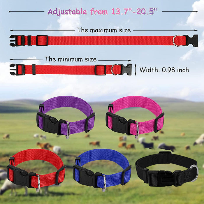 Crofta 5 Pieces Goats Collar Set Anti Slip Cow Adjustable Grazing Copper Bell Collar