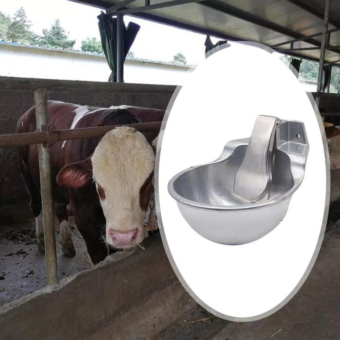 Crofta Automatic Cattle Drinking Water Bowl Portable Water Trough for Dog Cow Goats Aluminum