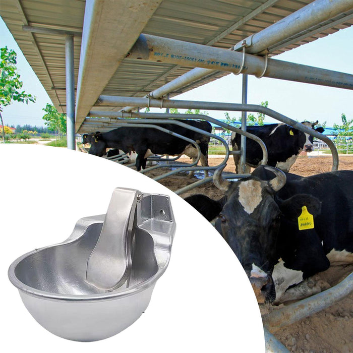 Crofta Automatic Cattle Drinking Water Bowl Portable Water Trough for Dog Cow Goats Aluminum