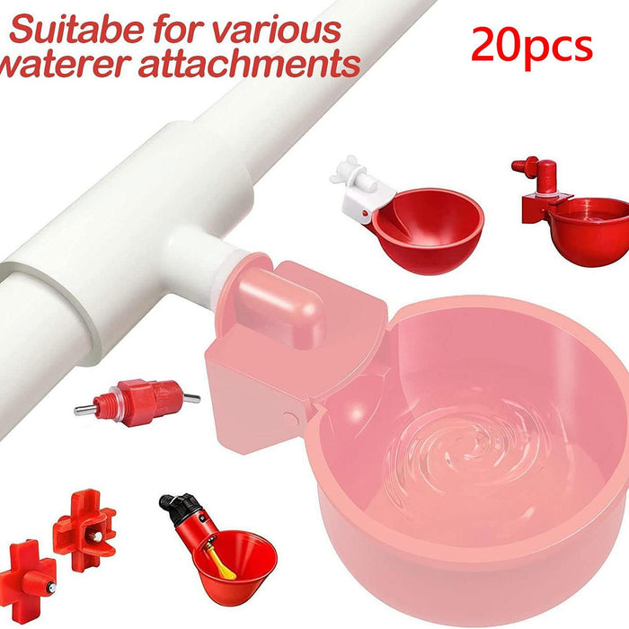 Crofta 20x Chicken Waterer PVC Tee Fittings Sturdy for Poultry Waterer Cups Nipples