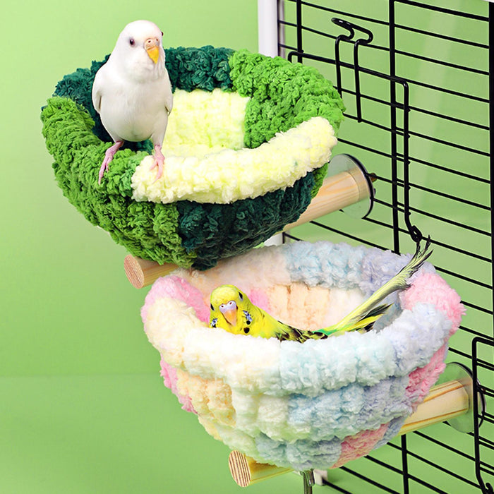 Crofta Nest Bed for Parrots Birdcage Stand with Nest for Budgie Parakeets Blue Bird green