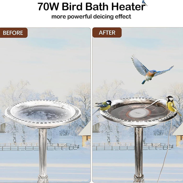 Crofta Bird Bath Deicer Lightweight Sturdy Water Heater for Garden Outdoor Backyard White