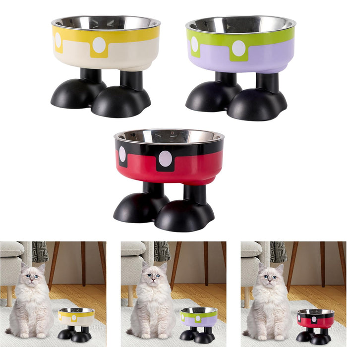 Crofta Puppy Bowl Food Feeding Dish Cat Food Bowl for Small Pets Food and Water Dog Yellow White