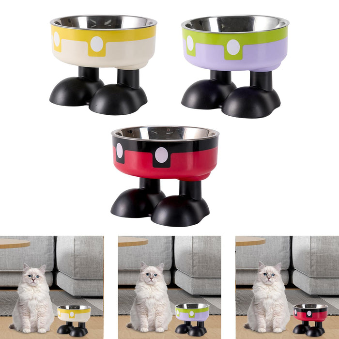 Crofta Puppy Bowl Food Feeding Dish Cat Food Bowl for Small Pets Food and Water Dog Yellow White