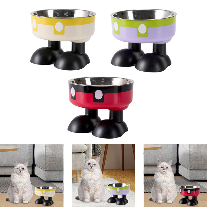 Crofta Puppy Bowl Food Feeding Dish Cat Food Bowl for Small Pets Food and Water Dog Yellow White