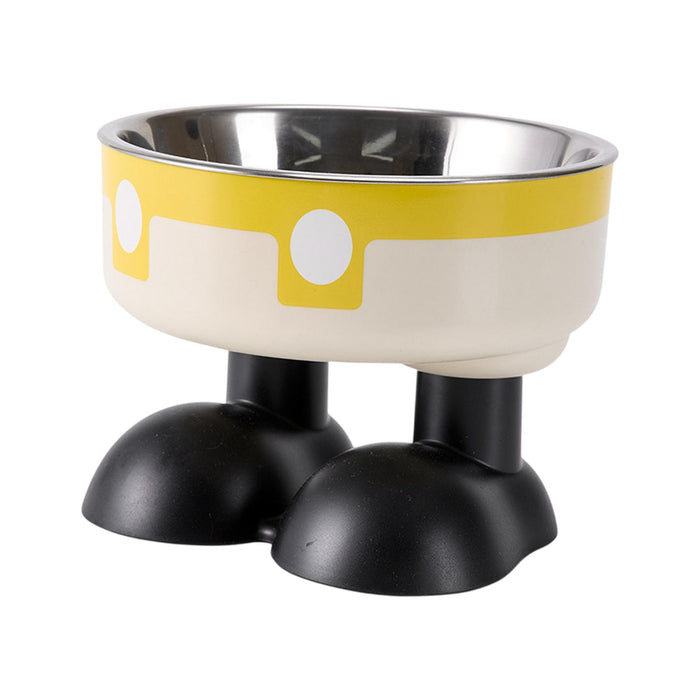 Crofta Puppy Bowl Food Feeding Dish Cat Food Bowl for Small Pets Food and Water Dog Yellow White