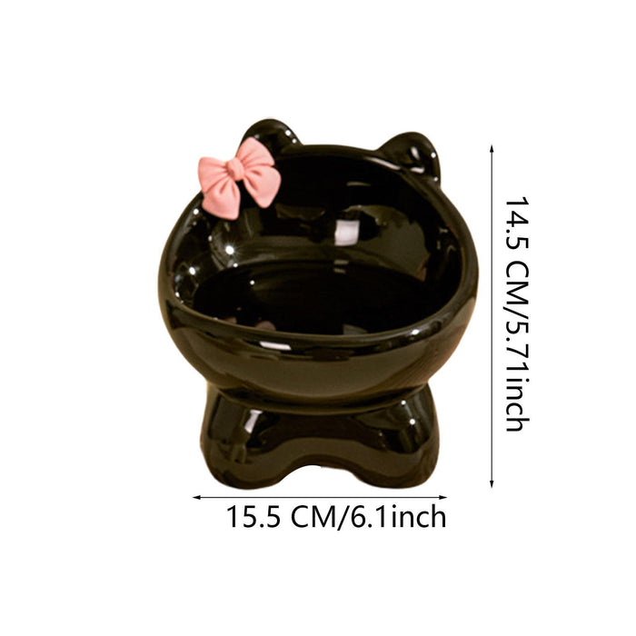 Crofta Elevated Cat Food Bowl for Indoor Cats Drinking Feeding Bowl Raised Cat Bowl black