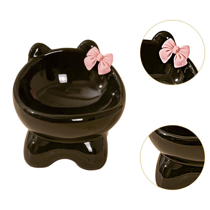 Crofta Elevated Cat Food Bowl for Indoor Cats Drinking Feeding Bowl Raised Cat Bowl black