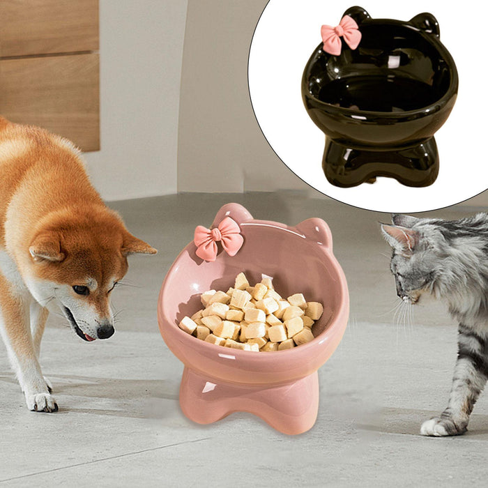 Crofta Elevated Cat Food Bowl for Indoor Cats Drinking Feeding Bowl Raised Cat Bowl black