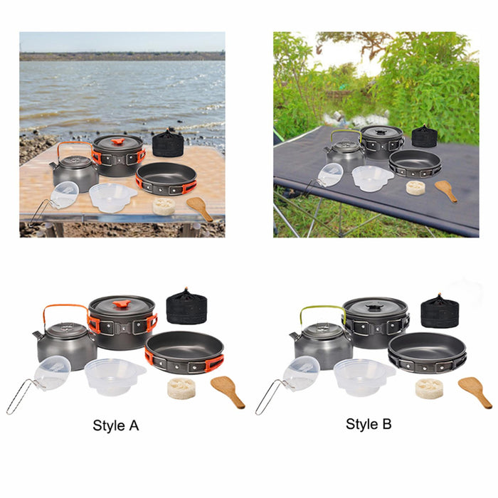 Crofta 10Pcs Camping Cookware Set Cooking Utensils Set for Trekking BBQ Backpacking orange