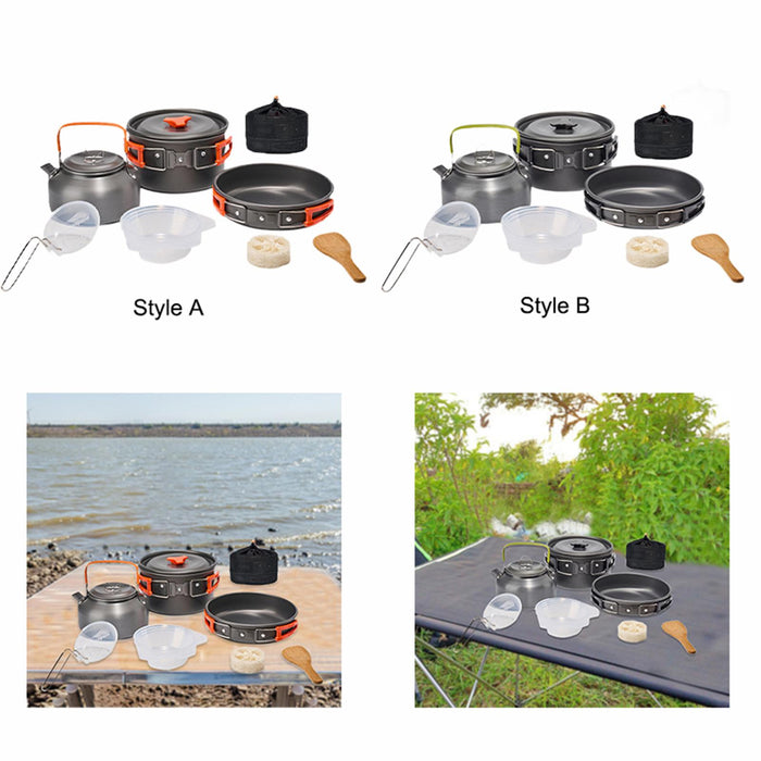 Crofta 10Pcs Camping Cookware Set Cooking Utensils Set for Trekking BBQ Backpacking orange