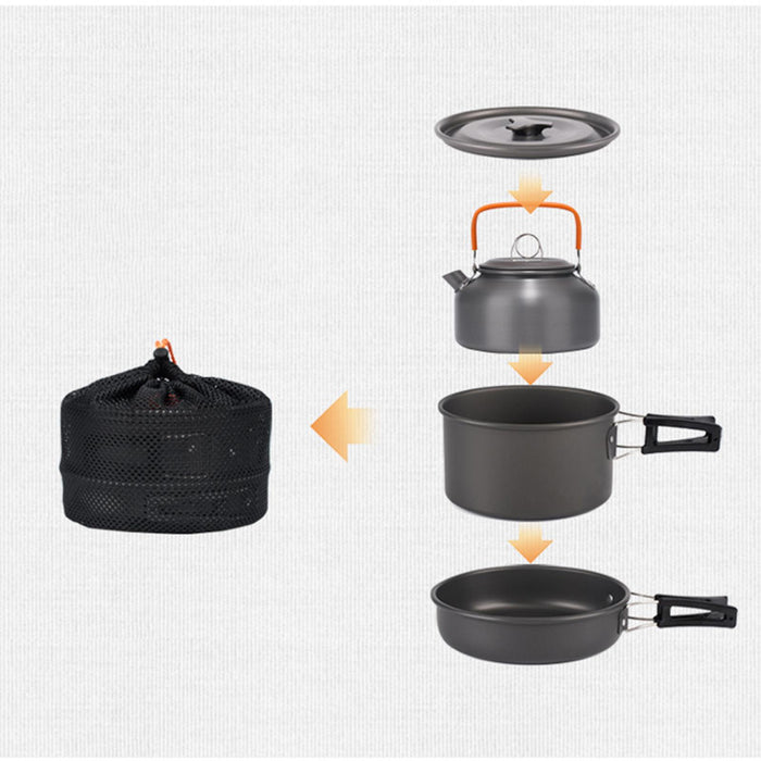 Crofta 10Pcs Camping Cookware Set Cooking Utensils Set for Trekking BBQ Backpacking orange