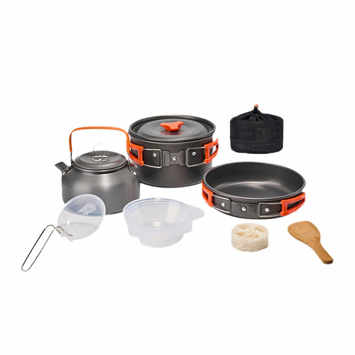 Crofta 10Pcs Camping Cookware Set Cooking Utensils Set for Trekking BBQ Backpacking orange