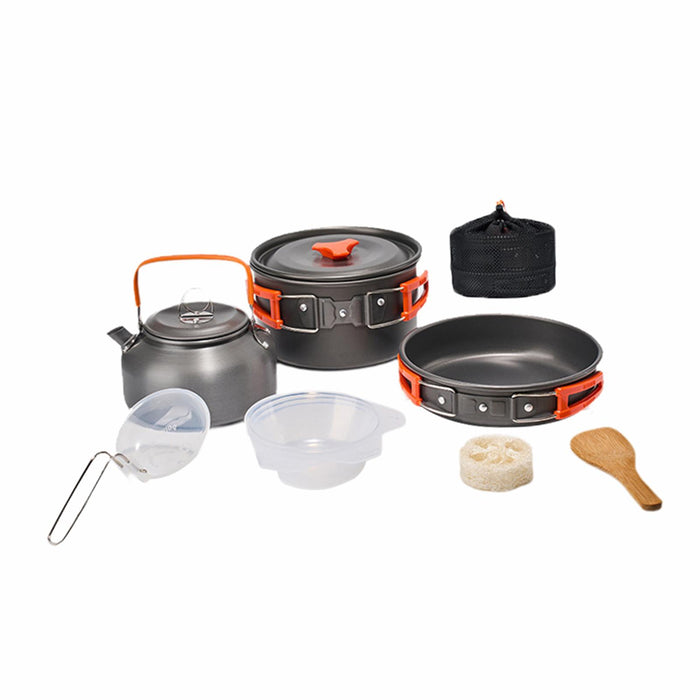 Crofta 10Pcs Camping Cookware Set Cooking Utensils Set for Trekking BBQ Backpacking orange