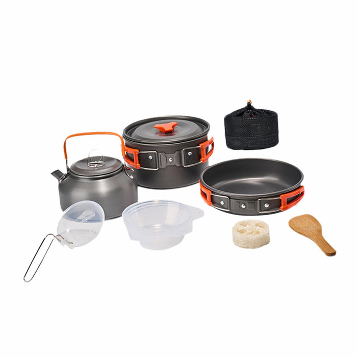 Crofta 10Pcs Camping Cookware Set Cooking Utensils Set for Trekking BBQ Backpacking orange