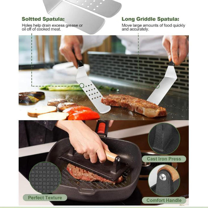 Crofta 18x Griddle Accessories Gadgets Burger Press Set for Cooking Outdoor Fishing