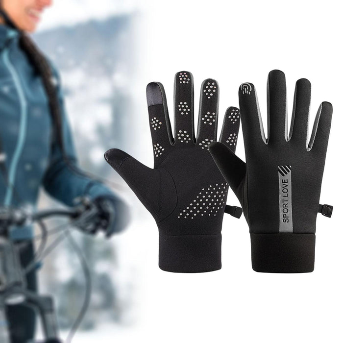 Crofta Winter Gloves Hand Warmer Mittens for Outdoor Activities Motorcycling Biking Women Slip on Black