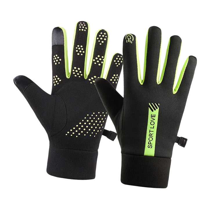 Crofta Winter Gloves Hand Warmer Mittens for Outdoor Activities Motorcycling Biking Women Slip on Black and Green