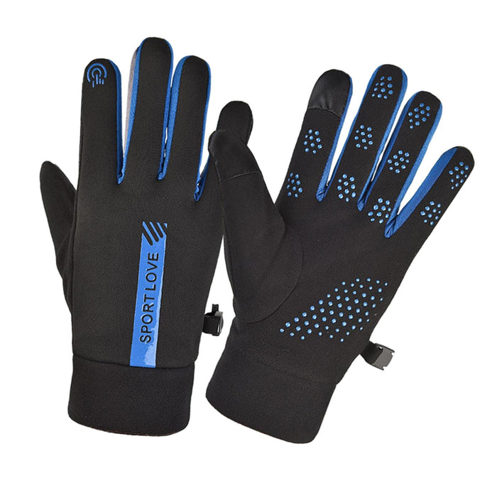 Crofta Winter Gloves Hand Warmer Mittens for Outdoor Activities Motorcycling Biking Men Slip on Black and Blue