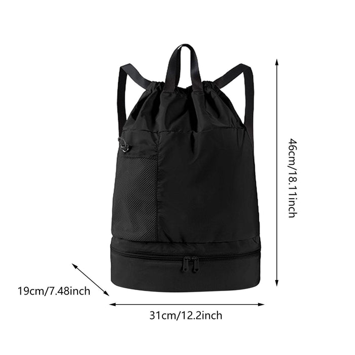 Crofta Mesh Swim Drawstring Backpacks Basketball Bag for Workout Outdoor Volleyball Black