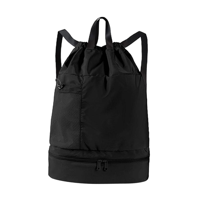 Crofta Mesh Swim Drawstring Backpacks Basketball Bag for Workout Outdoor Volleyball Black