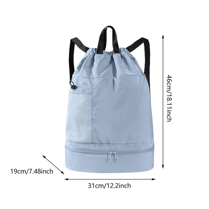 Crofta Mesh Swim Drawstring Backpacks Basketball Bag for Workout Outdoor Volleyball Blue