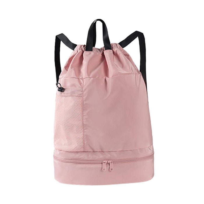 Crofta Mesh Swim Drawstring Backpacks Basketball Bag for Workout Outdoor Volleyball Pink