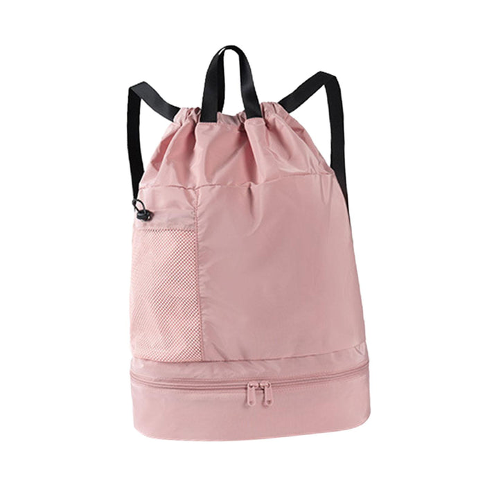 Crofta Mesh Swim Drawstring Backpacks Basketball Bag for Workout Outdoor Volleyball Pink