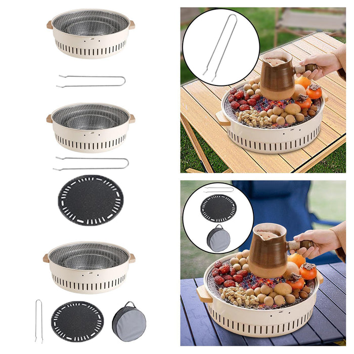 Crofta Charcoal Grill Multipurpose Wood Burner Grill Barbecue Grill for Beach Patio With Grill Rack