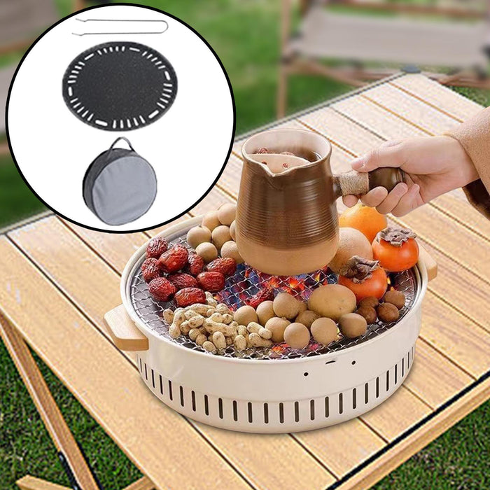 Crofta Charcoal Grill Multipurpose Wood Burner Grill Barbecue Grill for Beach Patio with Storage Bag