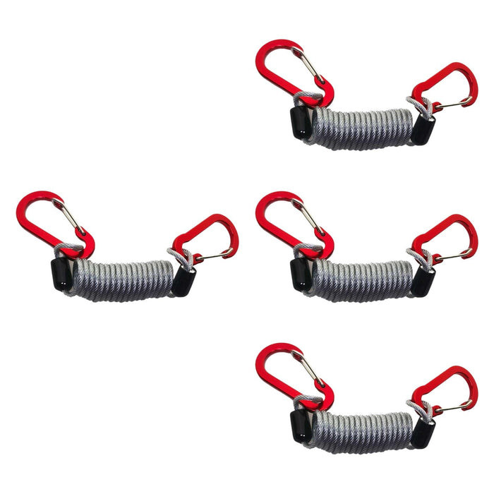 Crofta 4Pcs Fishing Lanyards with Carabiners Steel Wire Portable Fishing Rod Tether