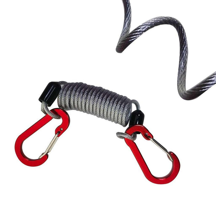 Crofta 4Pcs Fishing Lanyards with Carabiners Steel Wire Portable Fishing Rod Tether